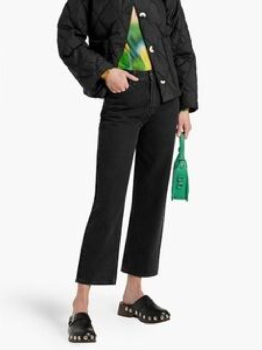 Ganni Betzy Cropped High Rise Jeans — Black